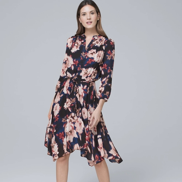 White House Black Market Dresses & Skirts - FLORAL-PRINT SOFT BLOUSON DRESS